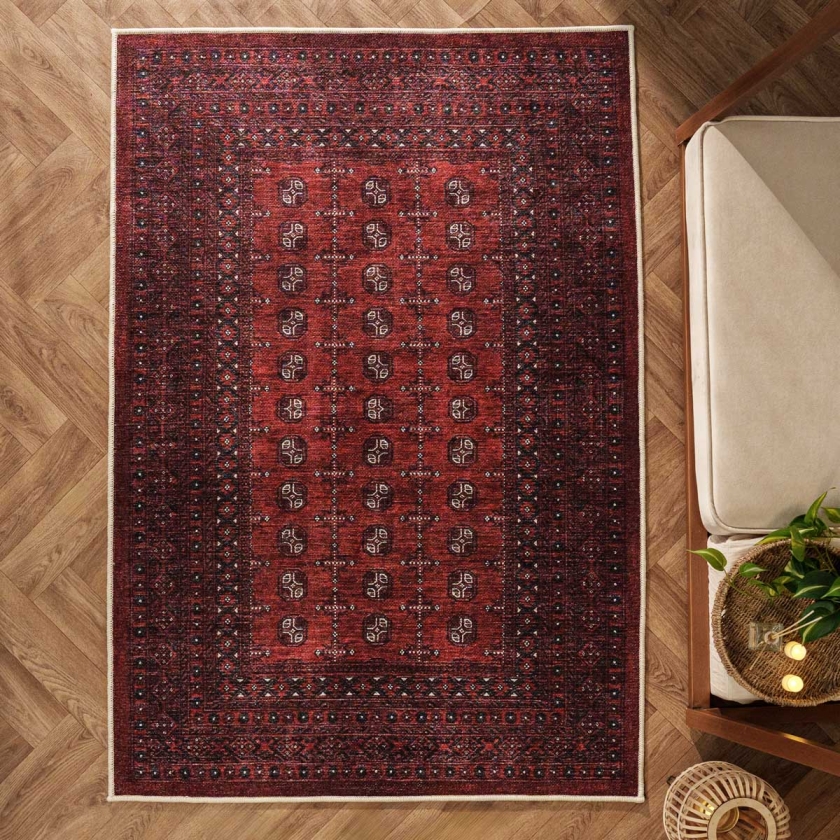 244 x 350 cm Retro Crimson Elegance..