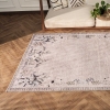 244 x 350 cm Retro Leafy Frame Decorative Rug - Grey / Blue / White