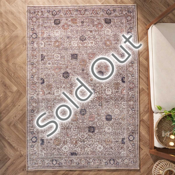 120 x 180 cm Retro Textured Mosaic Decorative Rug - Beige / Anthracite / Cream