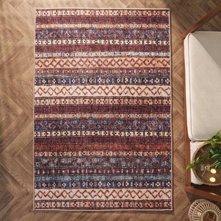 244 x 350 cm Retro Multi-Stripe Des..