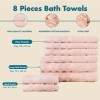 8 Pieces Blush Luxe 600 GSM Luxury Turkish Cotton Towel Set - Light Pink