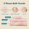 3 Pieces Blush Luxe 600 GSM Luxury Turkish Cotton Towel Set - Light Pink