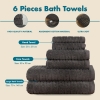 6 Pieces Slate Serenity 600 GSM Luxury Turkish Cotton Towel Set - Anthracite