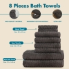 8 Pieces Slate Serenity 600 GSM Luxury Turkish Cotton 600 GSM Towel Set - Anthracite