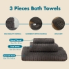 3 Pieces Slate Serenity Turkish 600 GSM Luxury Cotton Towel Set - Anthracite