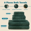 6 Pieces Verdant Comfort 600 GSM Luxury Turkish Cotton Towel Set - Dark Green
