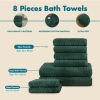 8 Pieces Verdant Comfort 600 GSM Luxury Turkish Cotton Towel Set - Dark Green