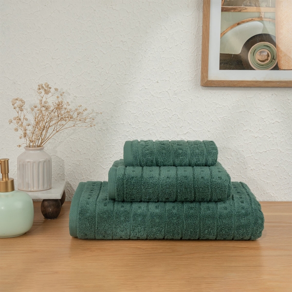 3 Pieces Verdant Comfort Premium Turkish Cotton 600 GSM Towel Set - Dark Green