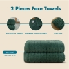 2 Pieces Verdant Comfort 50 x 90 cm 600 GSM Luxury Turkish Cotton Face Towel Set - Dark Green