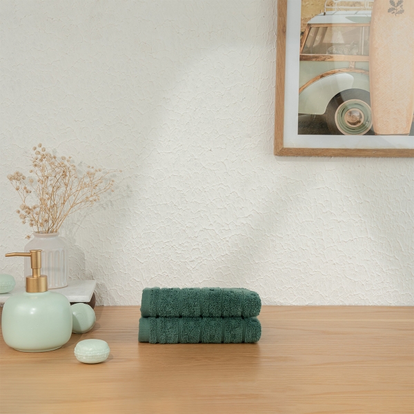 2 Pieces Verdant Comfort 30 x 50 cm Premium Turkish Cotton 600 GSM Hand Towel Set - Dark Green