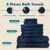 8 Pieces Ocean Serenity 600 GSM Luxury Turkish Cotton 600 GSM Towel Set - Navy Blue