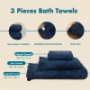 3 Pieces Ocean Serenity 600 GSM Luxury Turkish Cotton Towel Set - Navy Blue