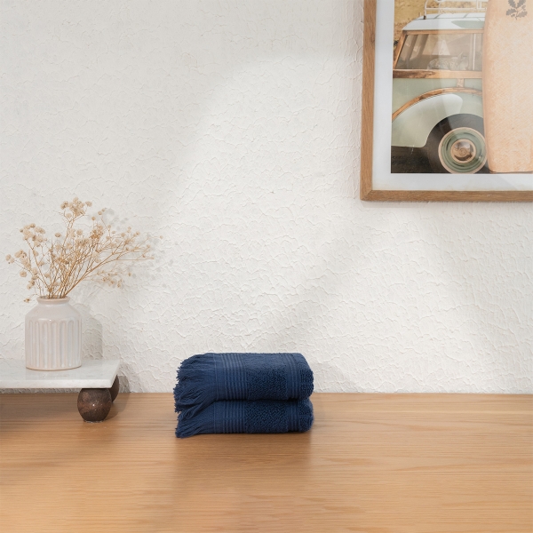 2 Pieces Ocean Serenity 30 x 50 cm Premium Turkish Cotton 600 GSM Hand Towel Set - Navy Blue