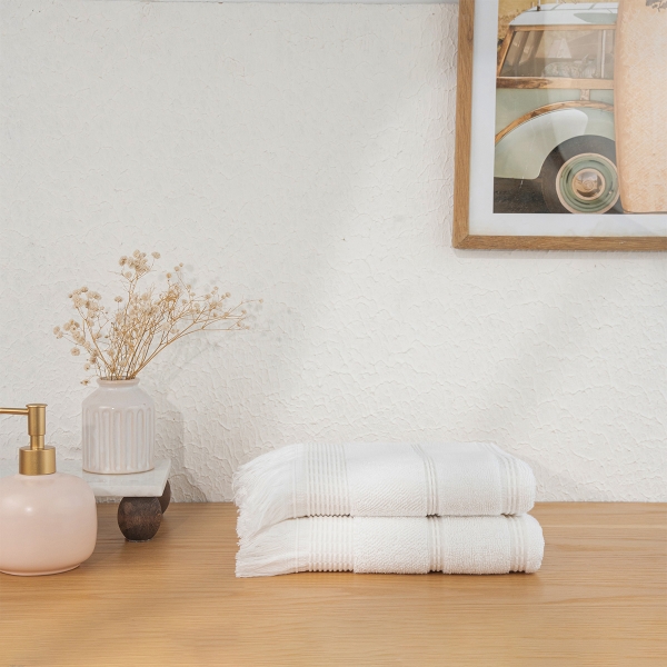 2 Pieces Pure Comfort 50 x 90 cm Premium Turkish Cotton 600 GSM Face Towel Set - White