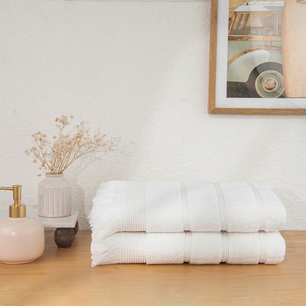 2 Pieces Pure Comfort 70 x 140 cm Premium Turkish Cotton 600 GSM Bath Towel Set - White