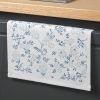 30 x 50 cm Vine and Leaf Cotton Kitchen Towel - White / Blue