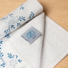 30 x 50 cm Vine and Leaf Cotton Kitchen Towel - White / Blue