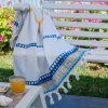 90 x 170 cm Sunset Waves Large Size Cotton Beach Towel - White / Blue / Orange