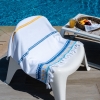 90 x 170 cm Sunset Waves Large Size Cotton Beach Towel - White / Blue / Orange