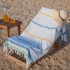 90 x 170 cm Sunset Waves Large Size Cotton Beach Towel - White / Blue / Orange