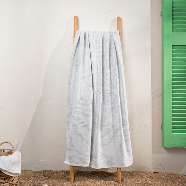 90 x 170 cm Tropical Paradise Large Size Cotton Beach Towel - Grey / White