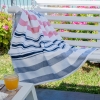 90 x 170 cm Nautical Stripes Large Size Cotton Beach Towel - Navy Blue / White  