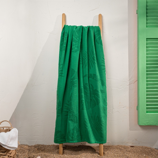 90 x 170 cm Coastal Charm Large Size Cotton Beach Towel - Dark Green