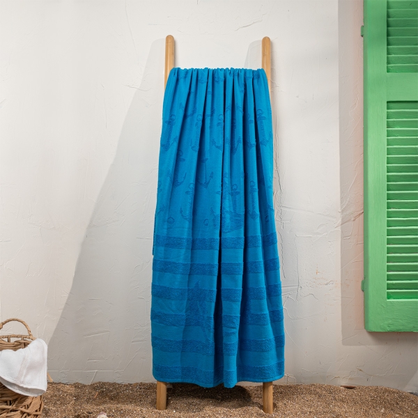 90 x 170 cm Seabreeze Luxe Large Size Cotton Beach Towel - Dark Blue