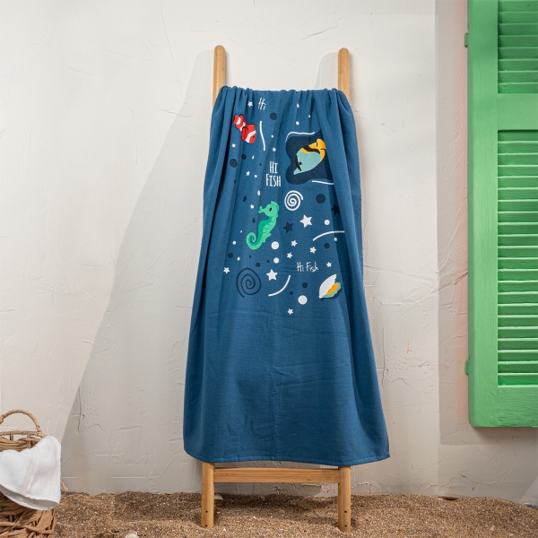 70 x 140 cm Ocean Explorer Large Size Cotton Beach Towel - Dark Blue