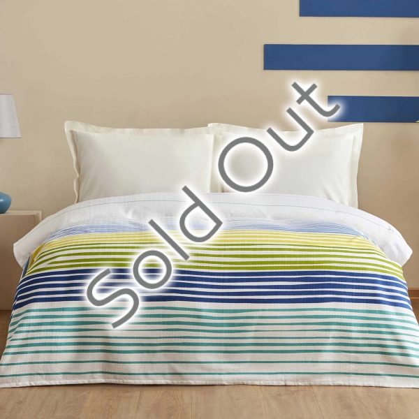 160 x 220 cm Elvis Cotton Single Pique - Indigo / Green / Yellow