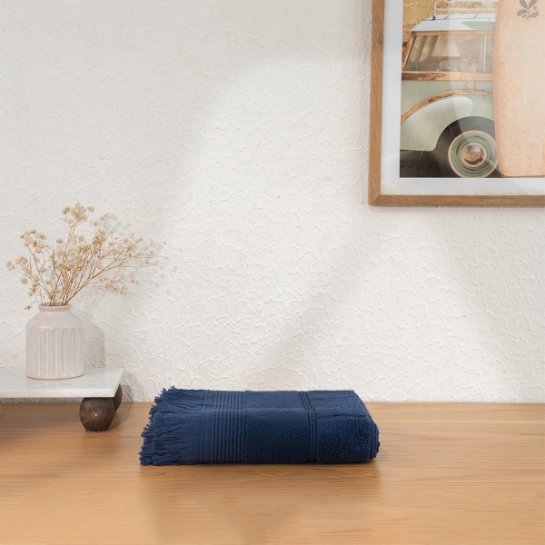 50 x 90 cm Ocean Serenity 600 GSM Luxury Turkish Cotton Face Towel - Navy Blue
