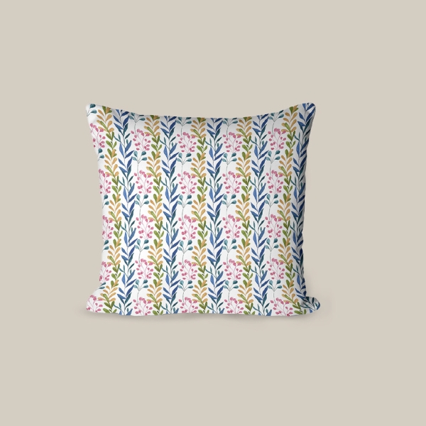 43 x 43 cm Floral Printed Decorative Cover Cushion - Green / Yellow / Pink / Blue