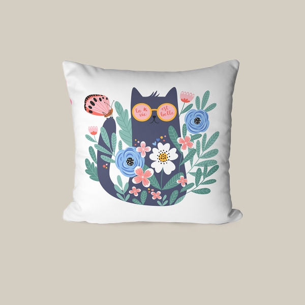 43 x 43 cm Floral Owl Charm Printed Decorative Cover Cushion - Colorful