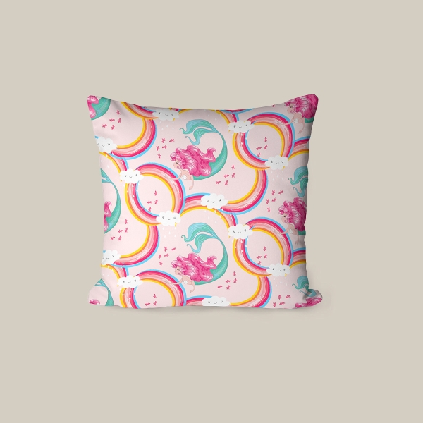 43 x 43 cm Colorful Swirls Printed Decorative Cover Cushion - Pink / Orange