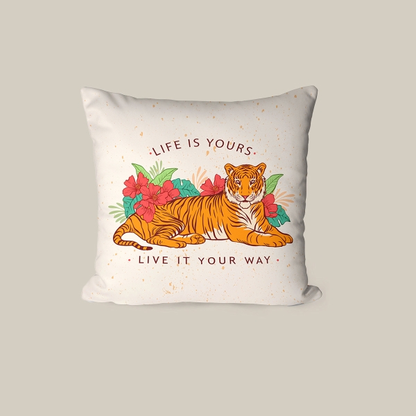43 x 43 cm Scarlet Whispers Printed Decorative Cover Cushion - Orange