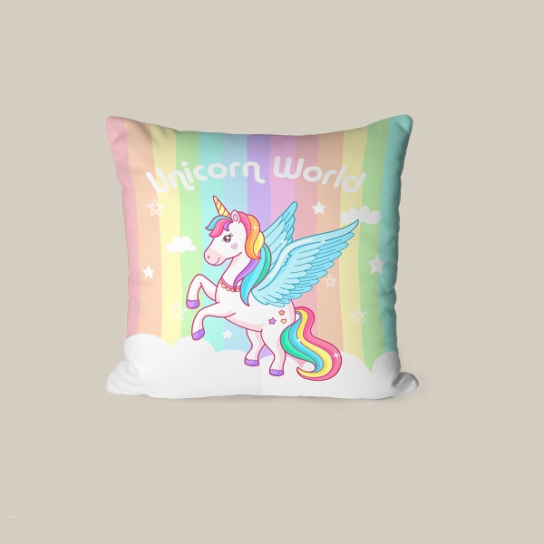 43 x 43 cm Unicorn Radiance Printed Decorative Cover Cushion - Multicolor