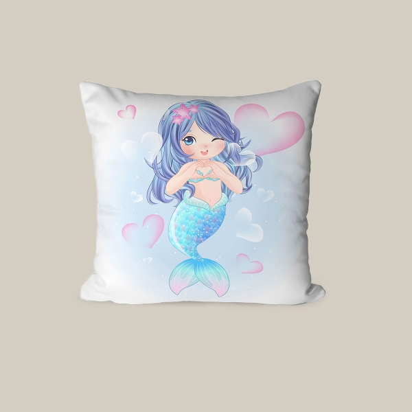 43 x 43 cm Mermaid's Dream Printed Decorative Cover Cushion - Blue / Purple