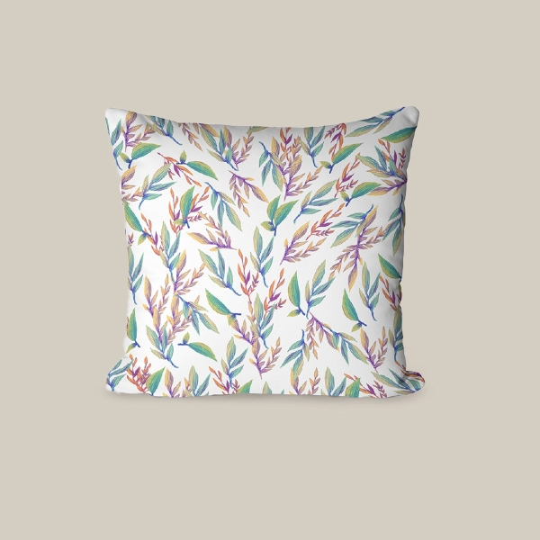 43 x 43 cm Spring Serenade Printed Decorative Cover Cushion - White / Green