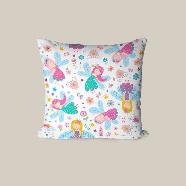 43 x 43 cm Iconic Kaleidoscope Printed Decorative Cover Cushion - Blue / Pink