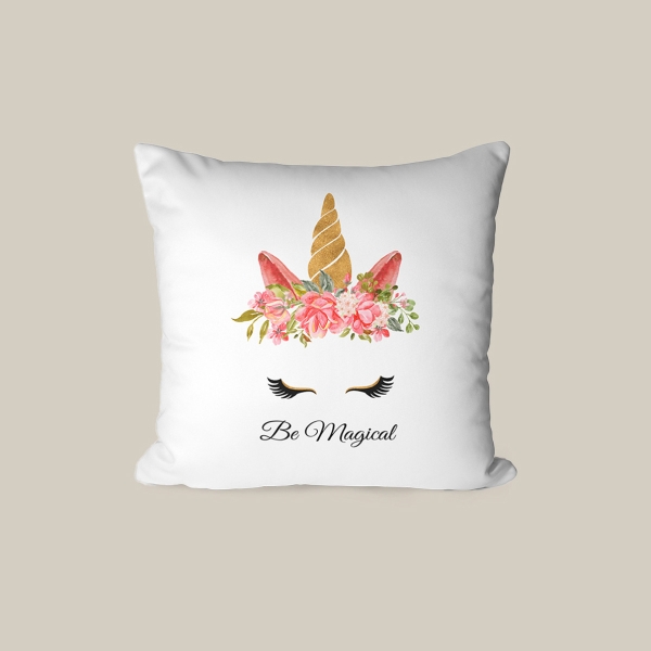43 x 43 cm Be Magical Printed Decorative Cover Cushion - White / Purple