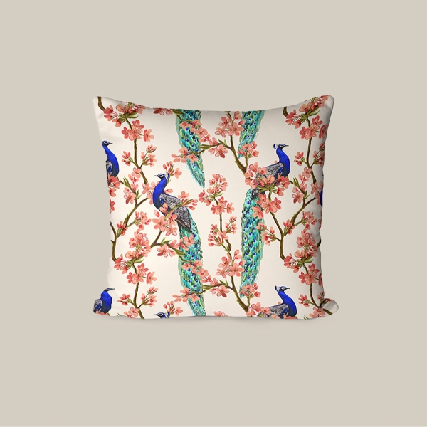 43 x 43 cm Blooming Elegance Printed Decorative Cover Cushion - Colorful