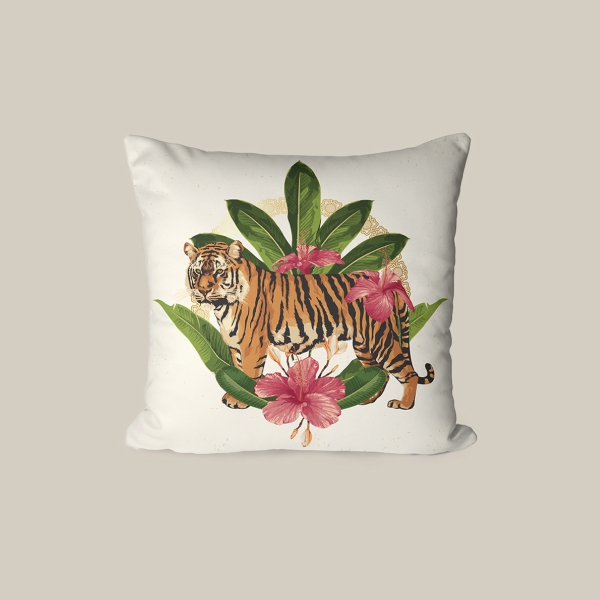 43 x 43 cm Tropical Fusion Printed Decorative Cover Cushion - Green