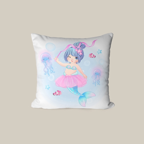 43 x 43 cm Tropical Flamingo Bliss Printed Decorative Cover Cushion - Blue / White