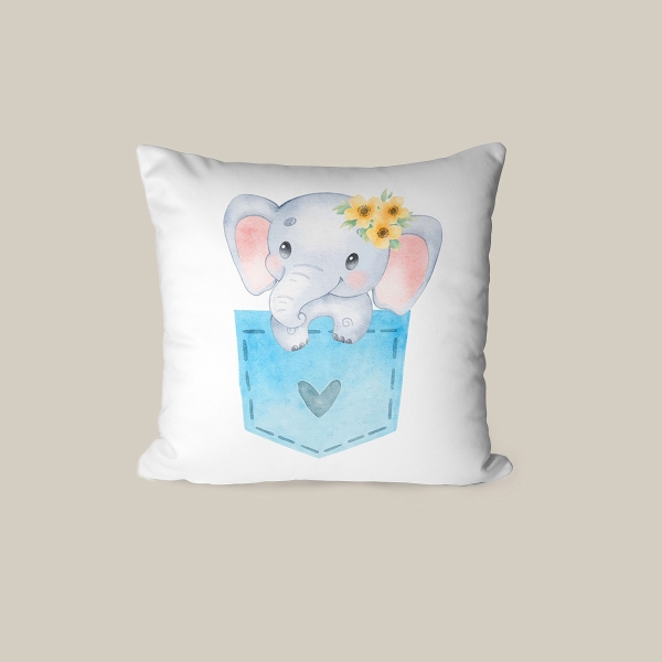 43 x 43 cm Pocket Pals Delight Printed Decorative Cover Cushion - Grey / Blue