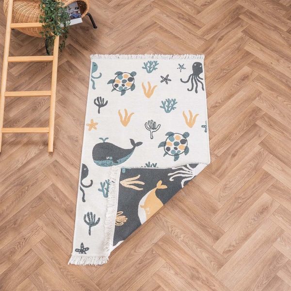 200 x 300 cm Mirror Craft Marine Wonders Double Sided Decorative Rug - Cream / Yellow / Black / Green