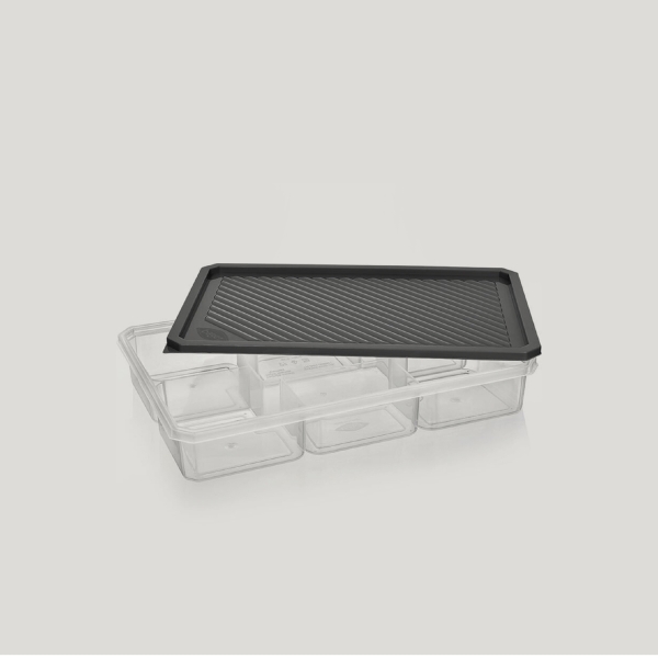 7 Parts Smart 34 x 22.5 x 5.5 cm Plastic Storage Box - Grey