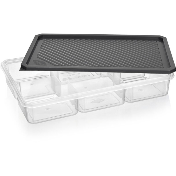 7 Parts Smart 34 x 22.5 x 5.5 cm Plastic Storage Box - Grey