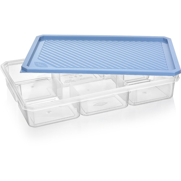 7 Parts Smart 34 x 22.5 x 5.5 cm Plastic Storage Box - Blue