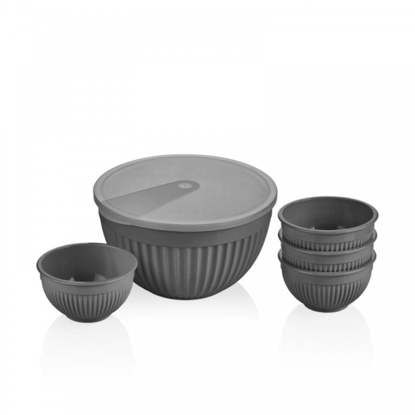5 Pieces Sapphire 2 L Round Storage Container Set - Grey