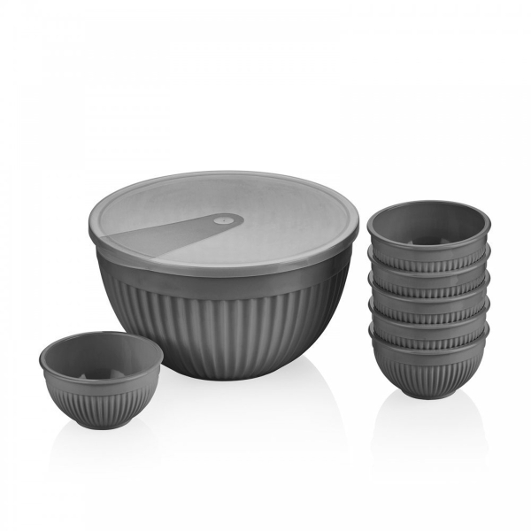 7 Pieces Sapphire 4 L Round Storage Container Set - Grey